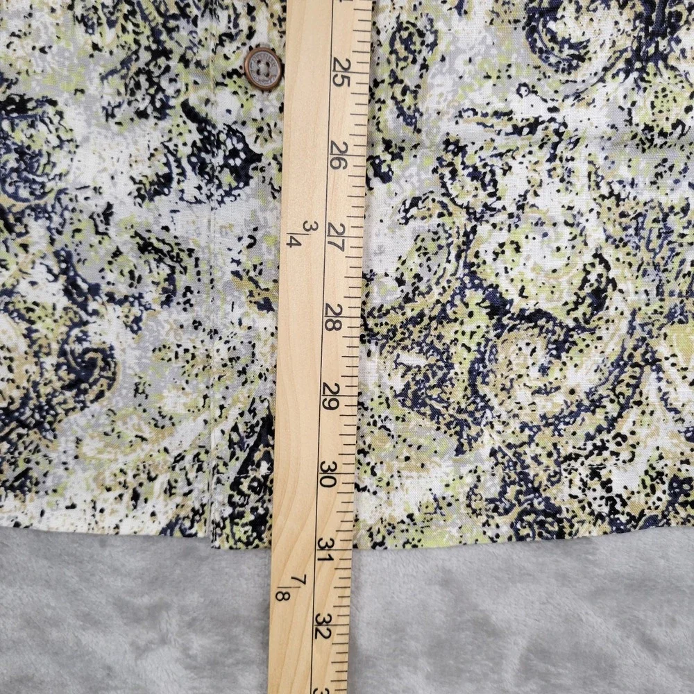 Nat Nast Luxury Originals Shirt Mens L Green Black Abstract 100% Linen Button-Up